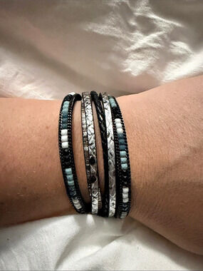 Layered Black & Silver Bracelet Like New